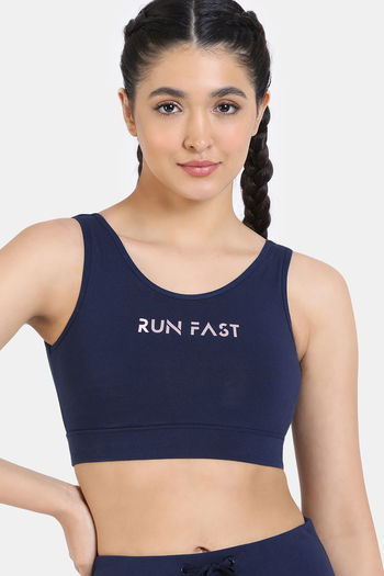 Buy Zelocity Slip On Sports Bra With Removable Padding - Pagent Blue